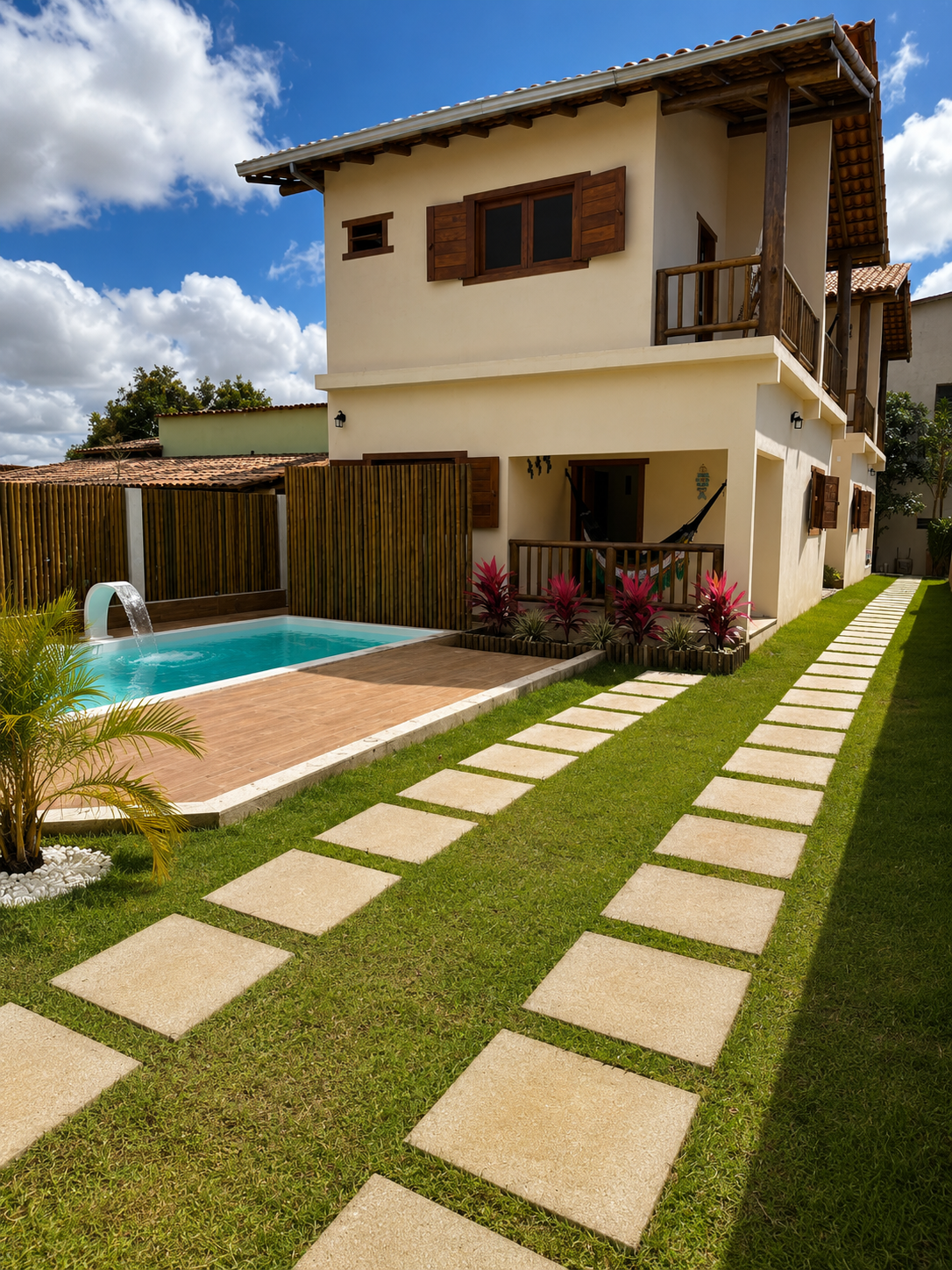 Fachada e jardim da Casa Maré Mansa